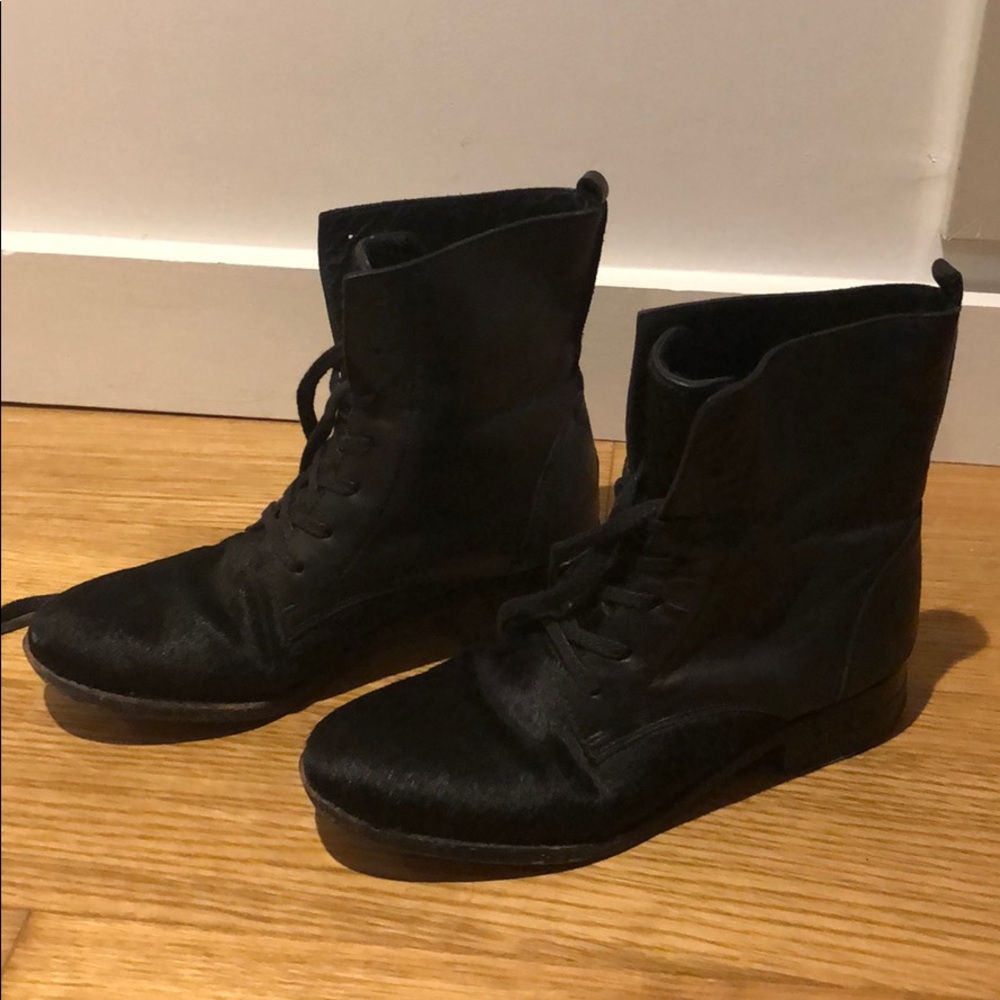 Freda Salvador black leather and calf hair boots